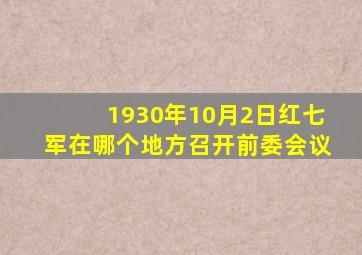 1930年10月2日红七军在哪个地方召开前委会议