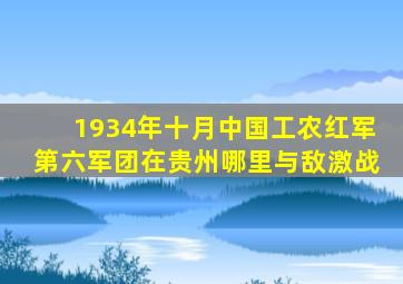 1934年十月中国工农红军第六军团在贵州哪里与敌激战