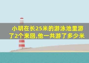 小明在长25米的游泳池里游了2个来回,他一共游了多少米